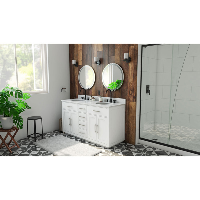Dexterity 60" Double Bathroom Vanity Set, White