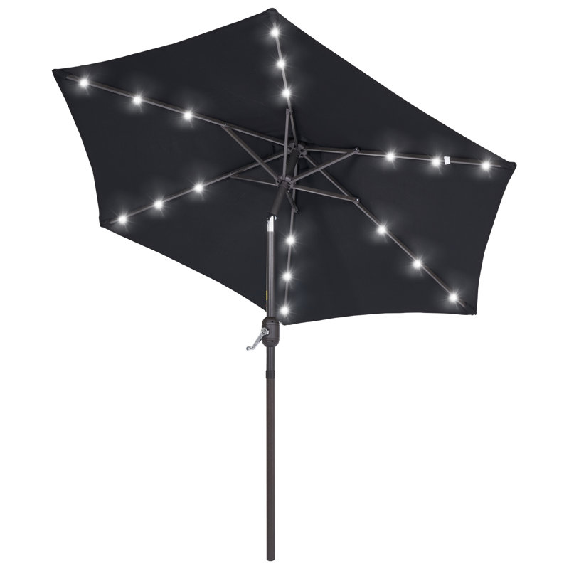 Parasol de marché lumineux 7,5 pi Asylbek, Noir