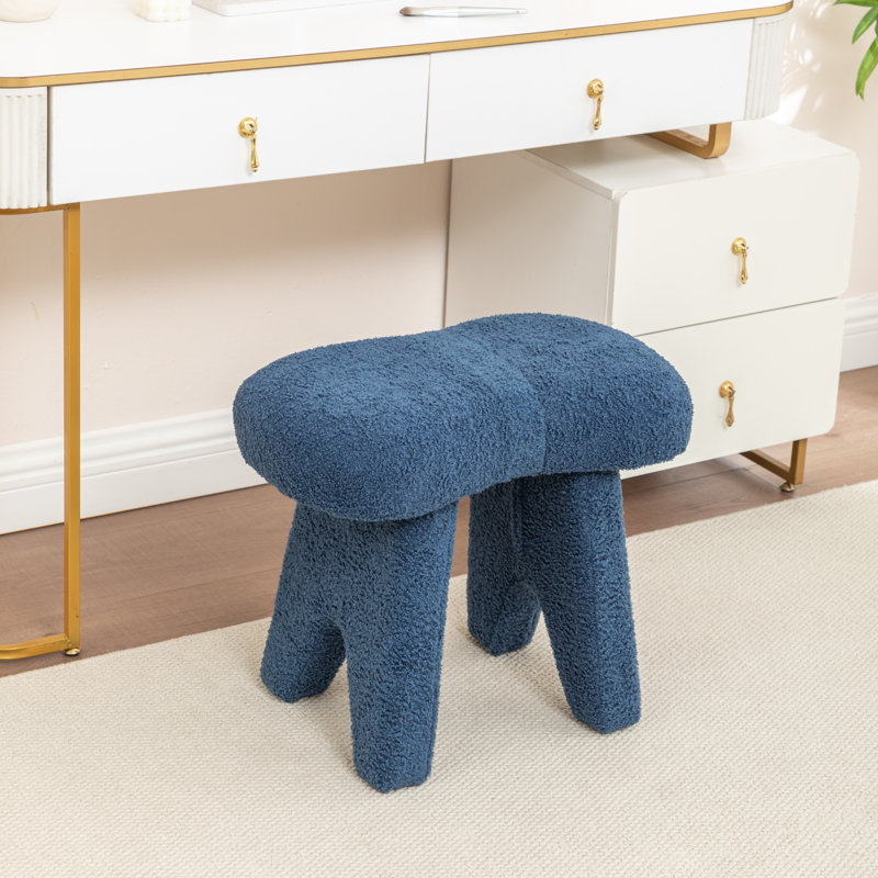 Fauteuil de maquillage en fausse fourrure, Marine