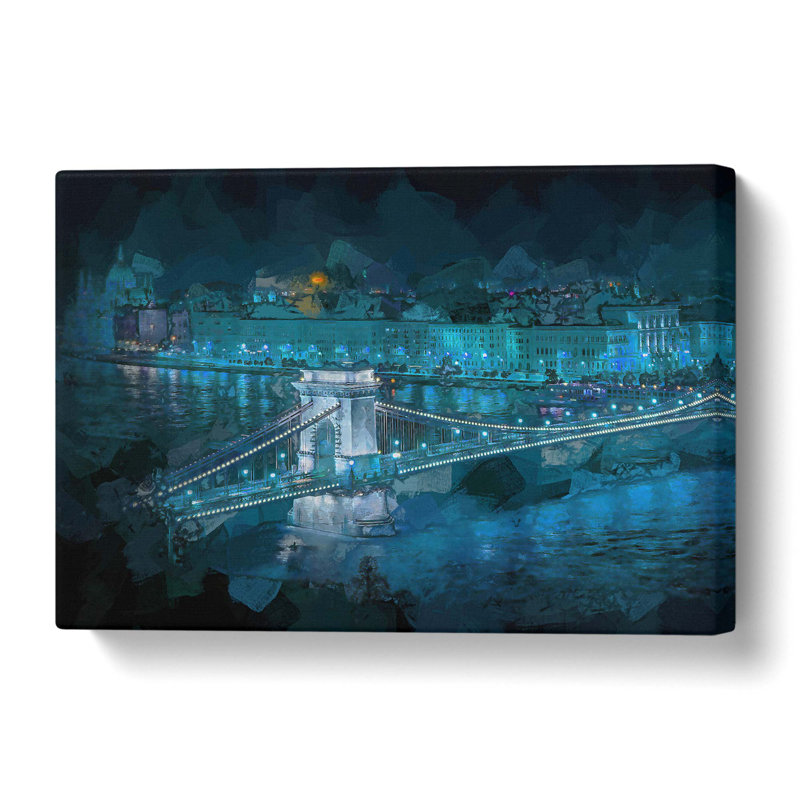 Chain Bridge In Budapest - No Frame - Wrapped Canvas, 76.2 cm H x 50.8 cm W