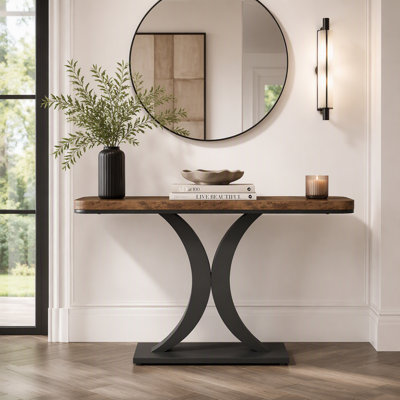 40" Console Table, Narrow Entryway Foyer Table with Geometric Base
