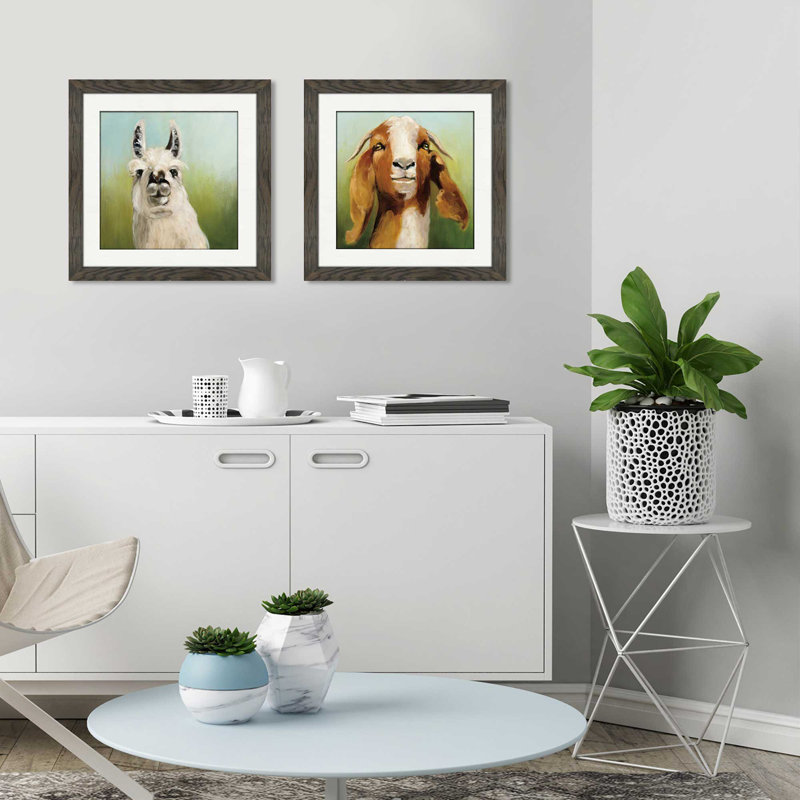 « qui est votre llama i », ensemble de 2 reproductions de peintures à l’acrylique encadrées, H 16,5 po x l 33 po x P 1 po