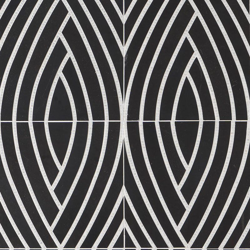 Westgate Leaf Marble Novelty Mosaic Wall & Floor Tile, Black