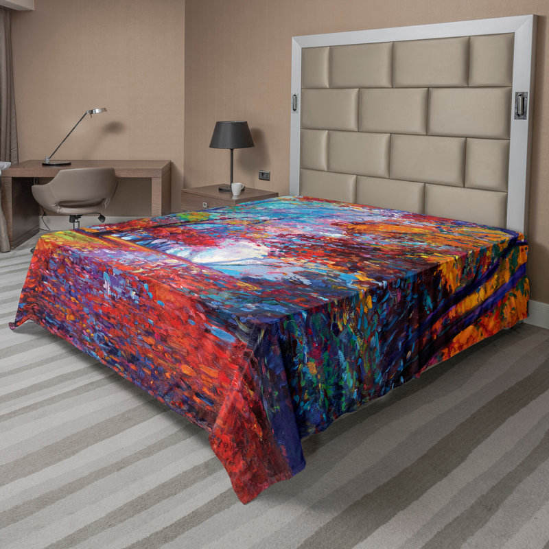 Multicolore Ambesonne, Drap plat pour très grand lit californien