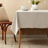 Grey Scalloped Edge Wrinkle-free Heat Resistant 56"x40" Rectangular Tablecloth