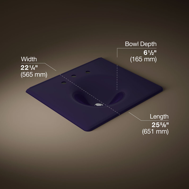 Iron/Impressions 25.625 Bathroom Vanity Top, Indigo Blue, 8" Centers