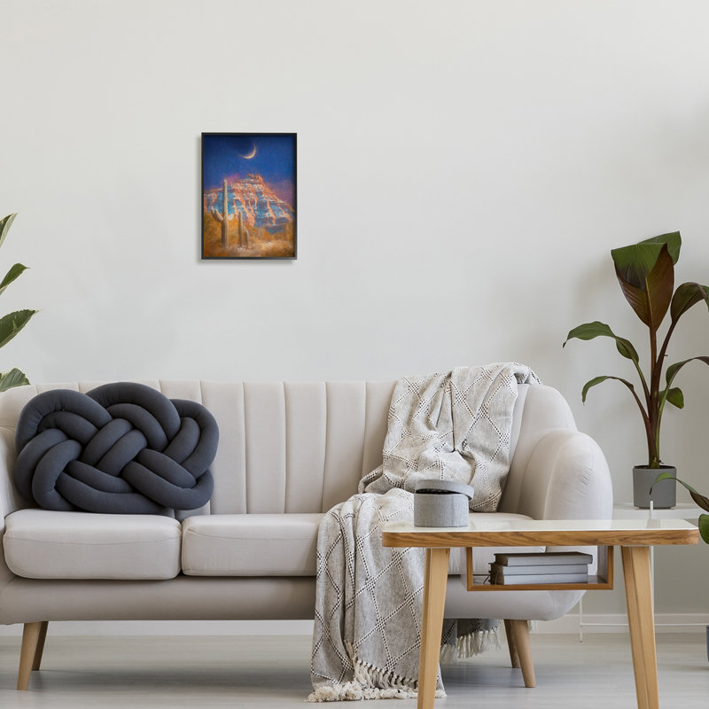 «Desert Canyon At Night On Wood» par Dan Meneely, reproduction, Giclée encadrée noir minuit, H 14 po x l 11 po x P 1,5 po