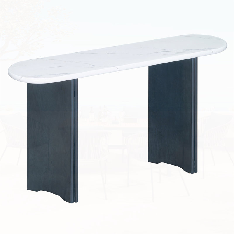 Entryway Table with Oval Top, Navy Blue