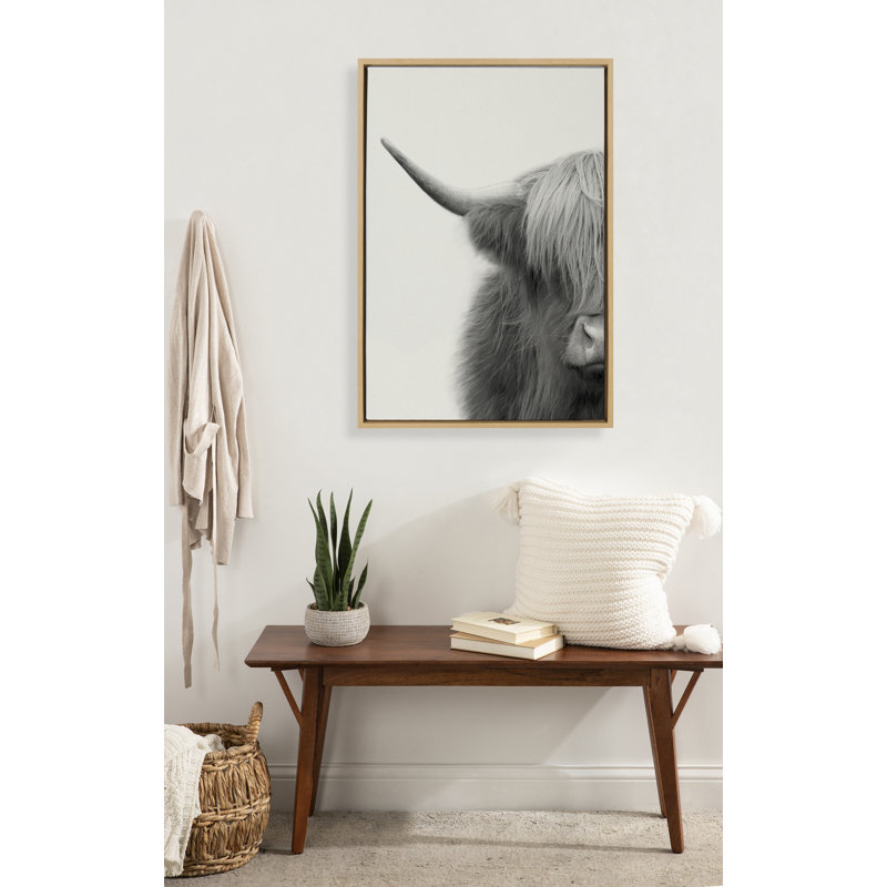 «Hey Dude Highland Cow Crop» par The Creative Bunch Studio, reproduction d'art sur toile encadrée, H 33 po x l 23 po, Naturel