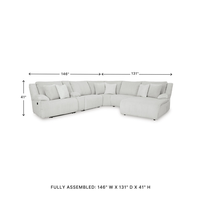 Canapé modulaire inclinable 6 pièces avec méridienne, Orienté à droite