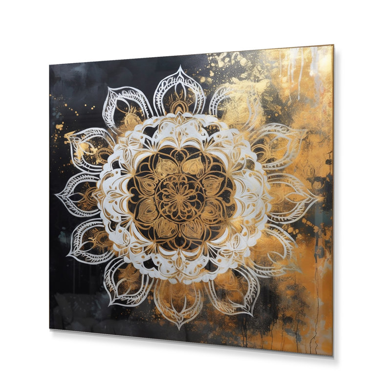 Kelee blanc et or Mandala III, H 36 po x l 36 po x P 1 po