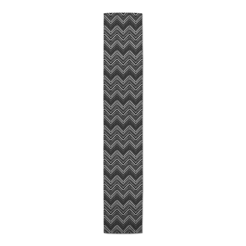 Clarra Rectangle Chevron Polyester Table Runner, 90" x 16", Black