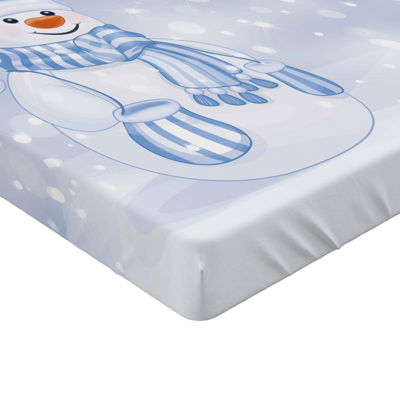 Ensemble de 2 draps-housse Ambesonne Winter Snowman, Drap-housse grand