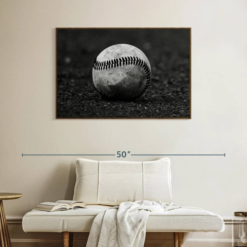Baseball monochrome, Cadre flottant noyer, 40 po x 27 po