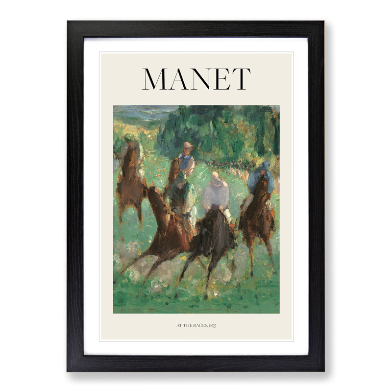 At the Races by Edouard Manet - Picture Frame Graphic Art, 36cm H x 27cm W x 2cm D, Black Framed