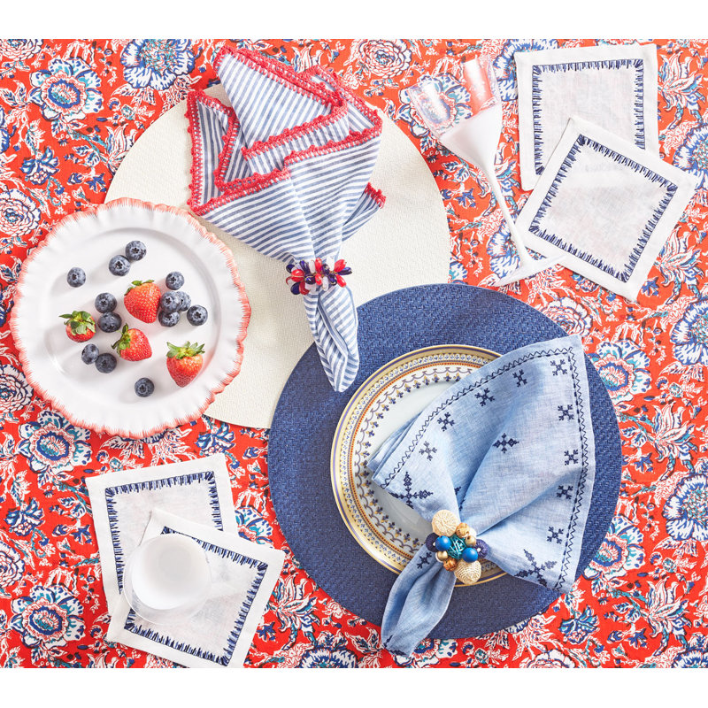 Fez Linen Napkin, Periwinkle/Navy