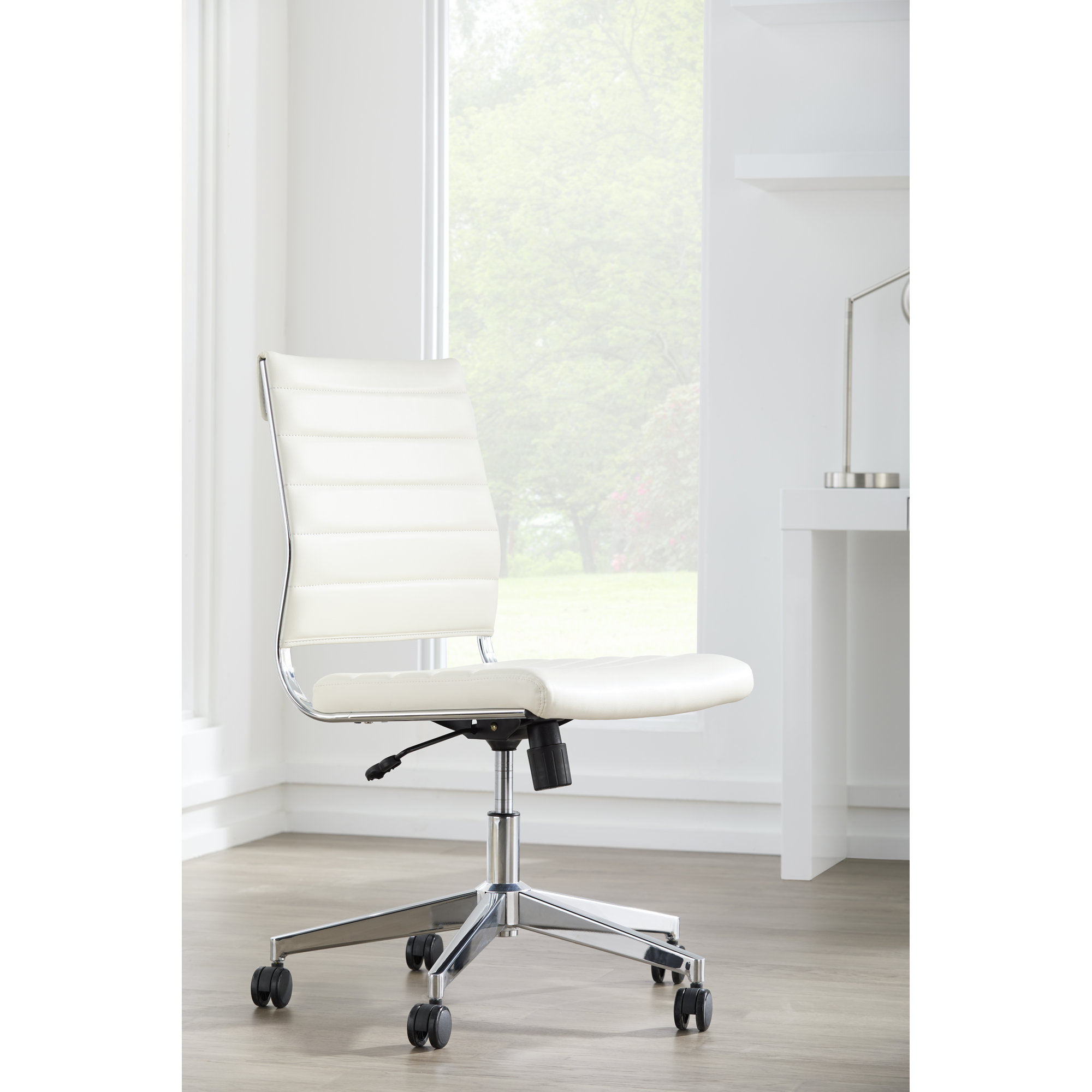 Rossie Swivel Office Chair, Black Faux Leather, No