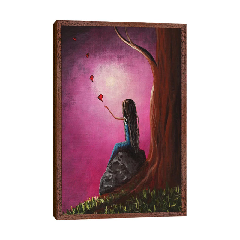 Just Beneath The Moonlight - Print on Canvas, 66.04 cm H x 45.72 cm W, Classic Brown Wood Framed