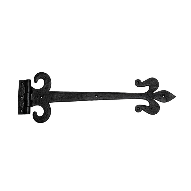 Black Wrought Iron Fleur De Lis 18" Strap Hinge