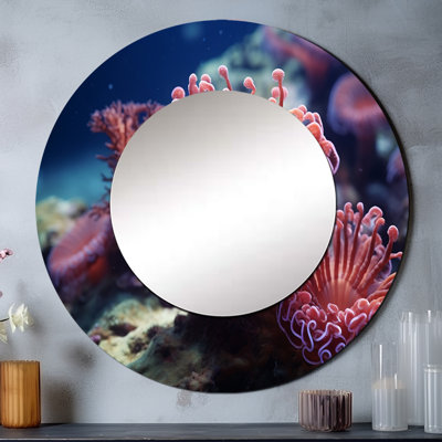 Colourful Anemone Reef - Coastal Coral Under Water Round Mirror Wall Decor_MTMIR108906