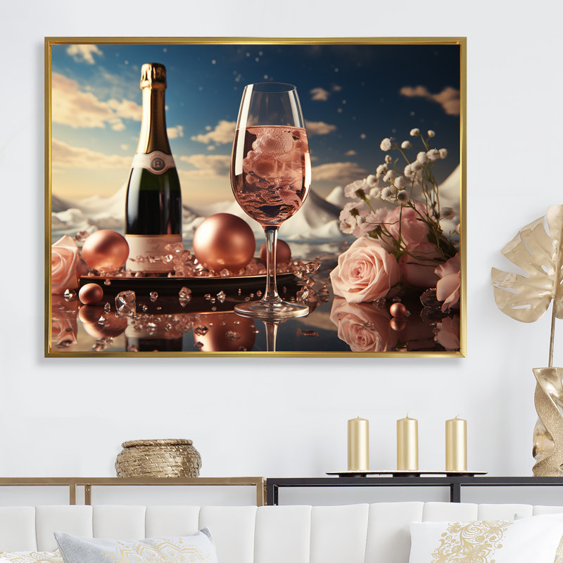 Bulles de rêves III sur toile, Cadre flottant doré, H 34 po x l 44 po x P 1,5 po