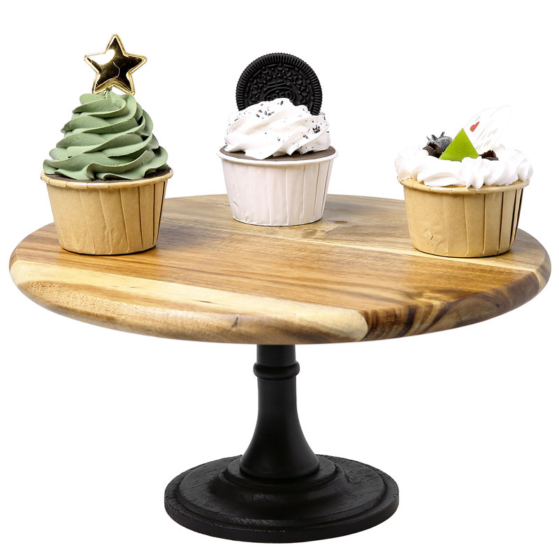 Présentoir à gâteaux en bois d'acacia Anahy
