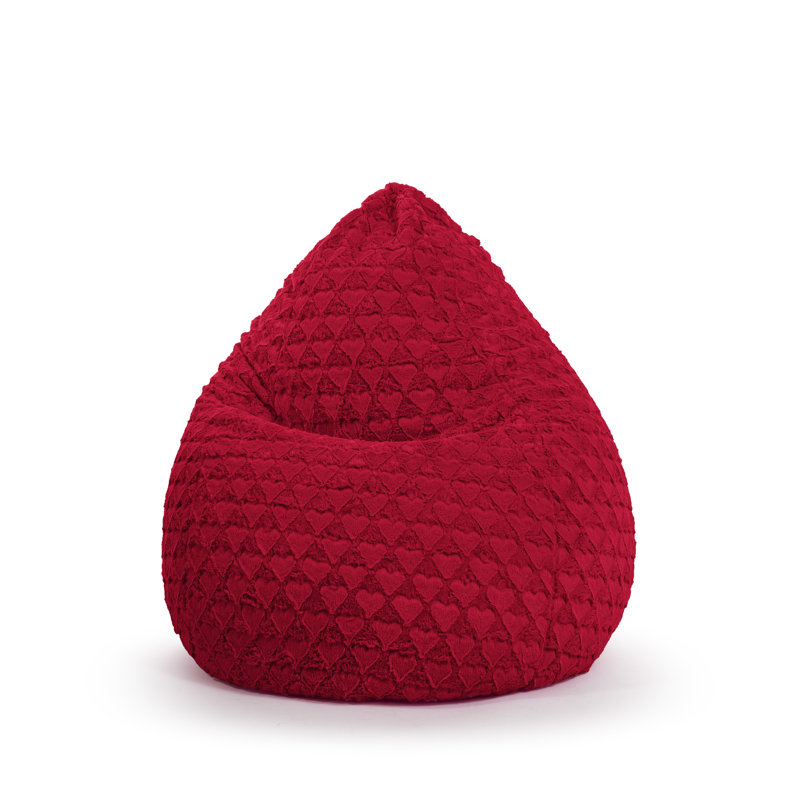 Fauteuil à billes classique en fausse fourrure, Velours rouge
