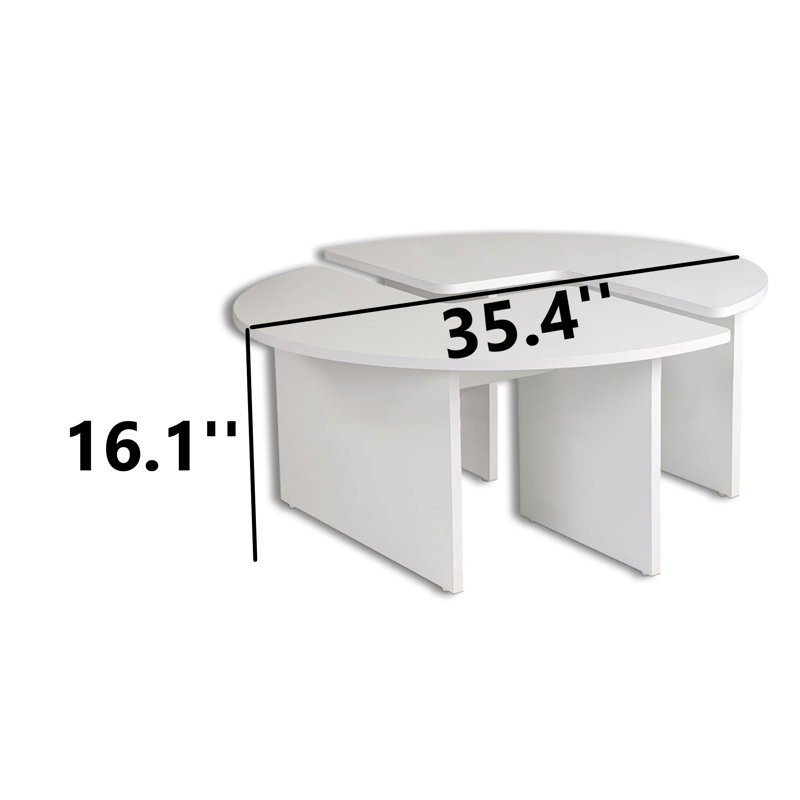 Ensemble de tables basses gigognes 2 pièces, Blanc naturel