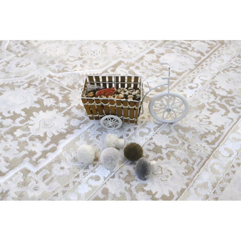 Marissa Collection Beige Abstract Transitional Area Rug, Rectangle 5'2" x 7'5"