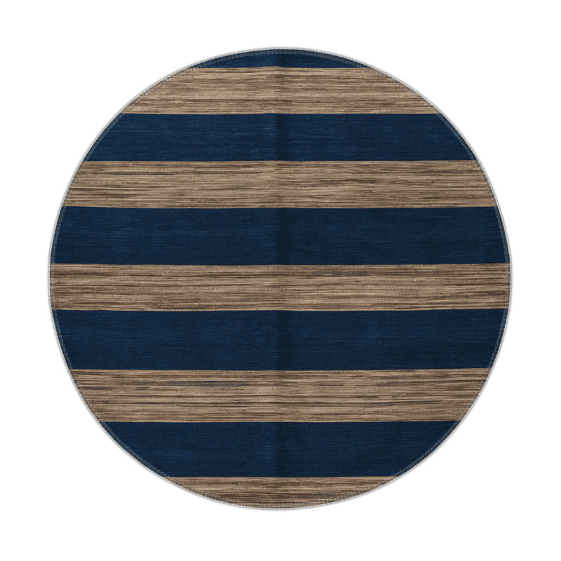Tapis intérieur / extérieur bleu HorizontalStripes, Rectangulaire 3 pi x 5 pi