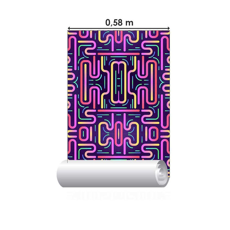 Orren Ellis Neon Abstract Retro Peel & Stick Wallpaper N05042 - Wayfair
