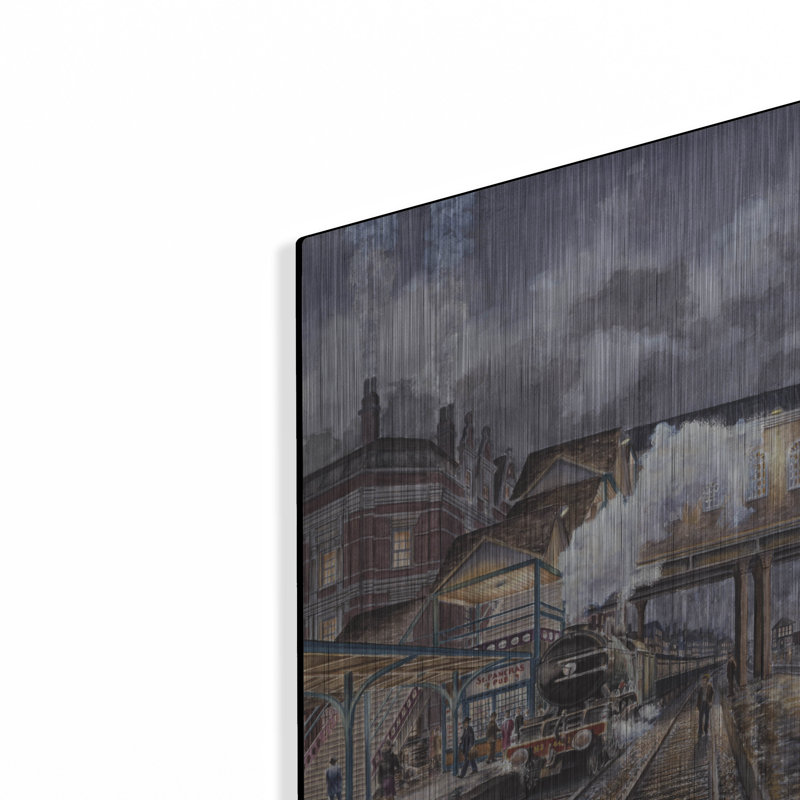 «Night Train To Edinbourough» par Stanton Manolakas, art mural en métal, H 12 po x l 16 po