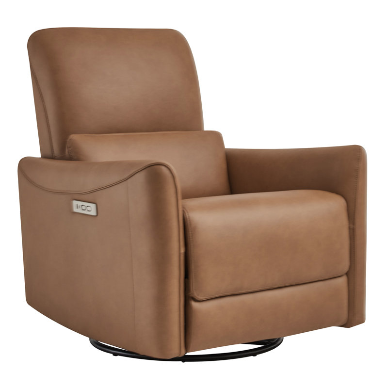 Fauteuil inclinable électrique pivotant en cuir véritable Sant, Cuir fleur Aline