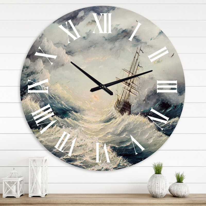Struggle With The Elements - Horloge murale nautique et côtière, Grand