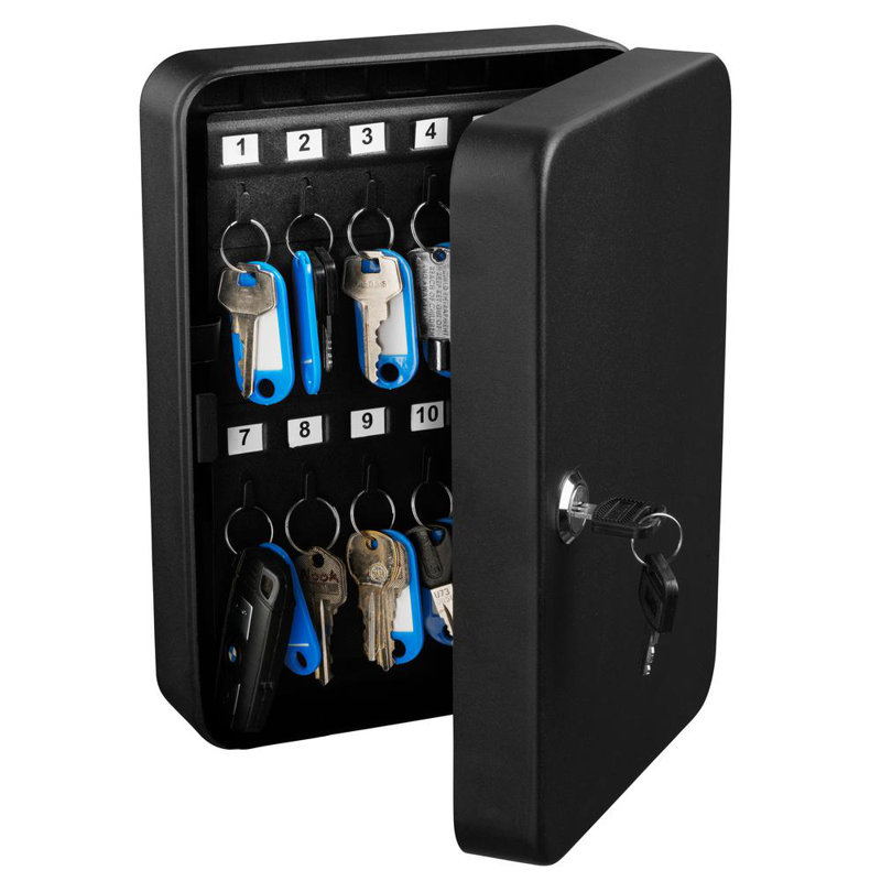 48 Key Steel Secure Key Cabinet with Key Lock, Black