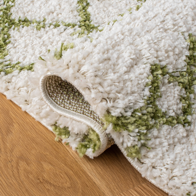 Develin Performance Chevron Rug, Square 5'1", Ivory/Green