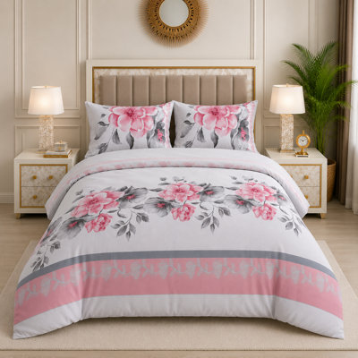 Microfiber Floral Duvet Cover Set
