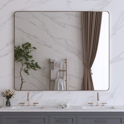 Lesamuel Filleted Corner Wall Mounted Bathroom and Vanity Mirror With Aluminum Frame