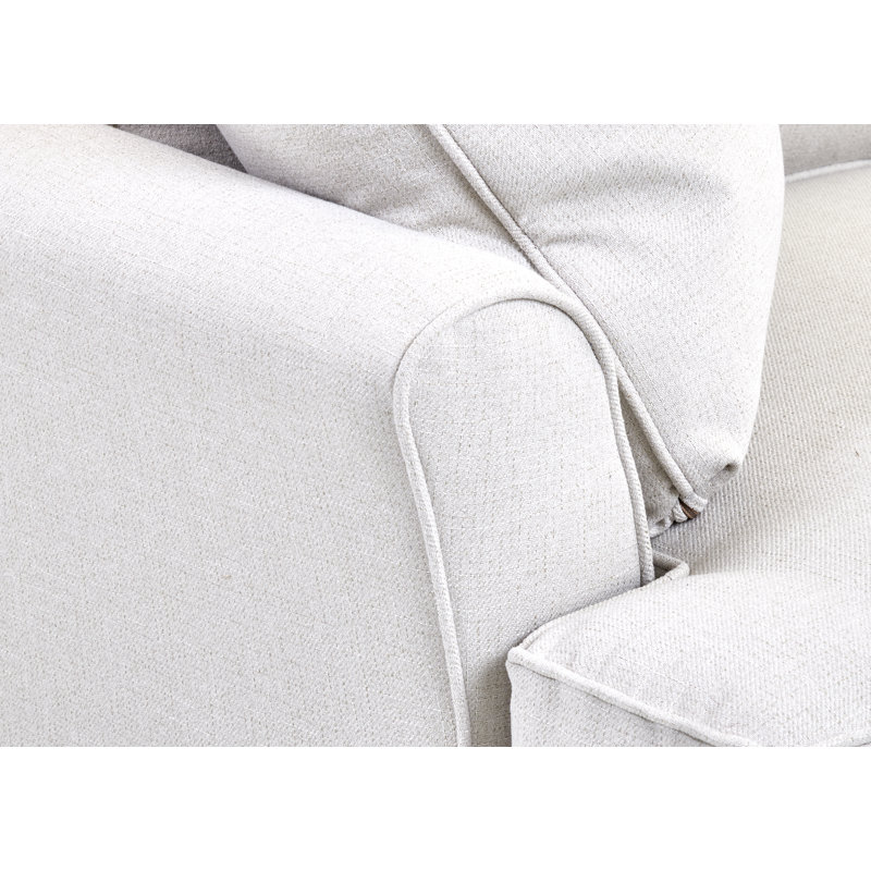 Canapé à accoudoirs évasés de 76 po avec coussins réversibles Harriss, Blanc sergé décoloré classique