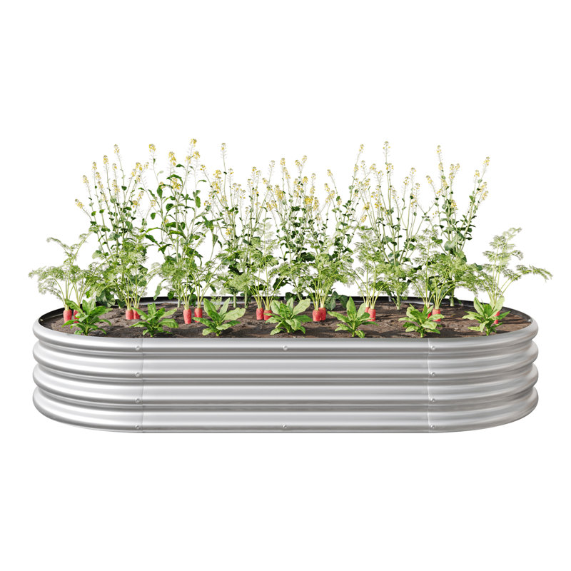 8x4x1ft Galvanized Raised Garden Bed Kit for Vegetables, Flowers & Herbs, Heavy Duty, Easy Assembly