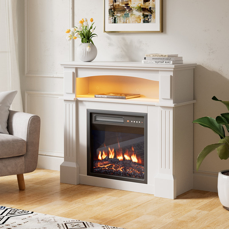 Belfry Heating 80.5 cm W White Electric Fireplace with 5120 BTU