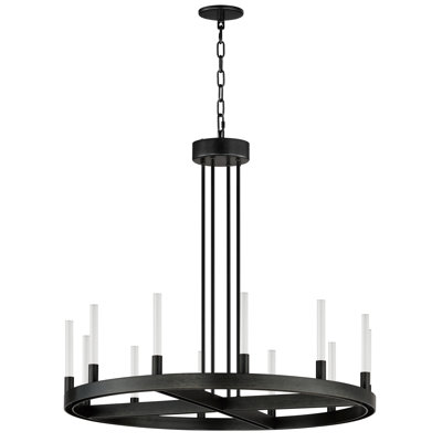 12 - Light Dimmable LED Wagon Wheel Chandelier