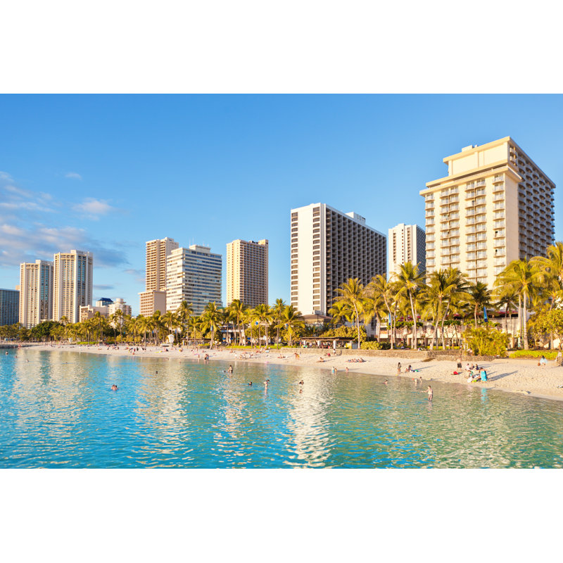 Waikiki Beach In Honolulu by YinYang - Wrapped Canvas Print, 30cm H x 46cm W x 3.8cm D