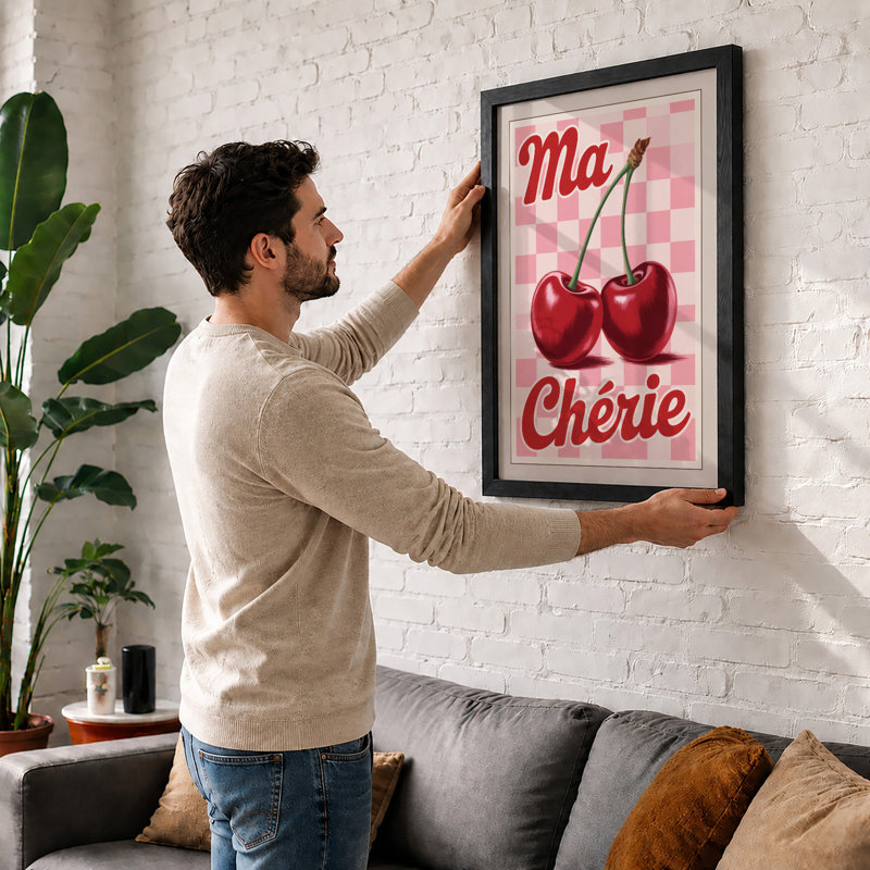 Ma Chérie Retro - Framed Print, Black, A4 - 29.7 x 21.0 cm