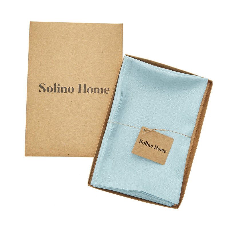 100% Pure Linen Dinner Napkins - Fete, Aqua Blue