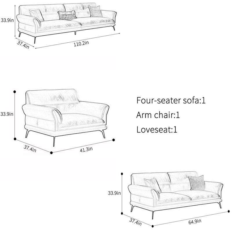 Modern light luxury comfortable office sofa set