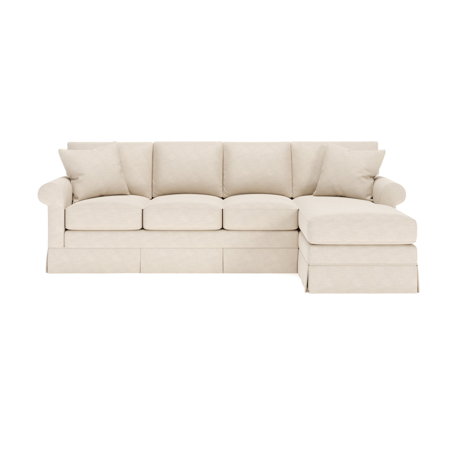 Friedman Sleeper Sectional with Chaise, Right Hand Facing, Conversation Ivory Basketweave