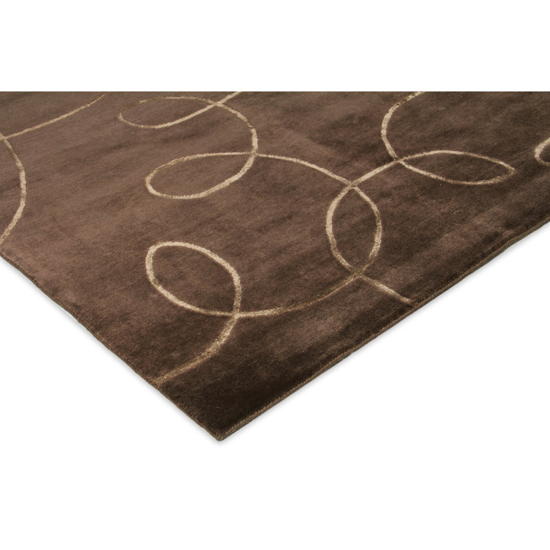 Super Tibetan hand-knotted Wool/Bamboo Silk Chocolate Area Rug