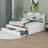 Brona Full Size Wooden Captain Bed with Built-in Bookshelves, Three Storage Drawers and Trundle-546103504
