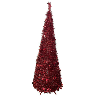72'' H Red Tinsel Christmas Tree